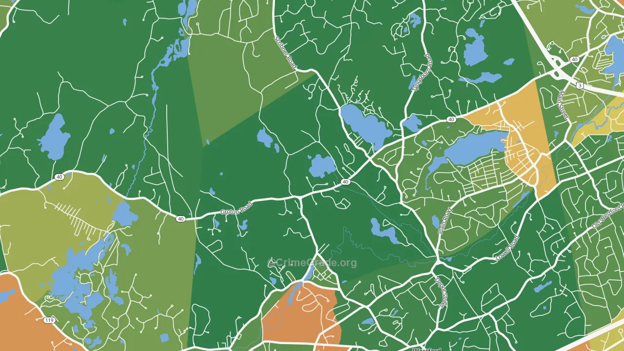 Graniteville, MA Map of Robbery Rates