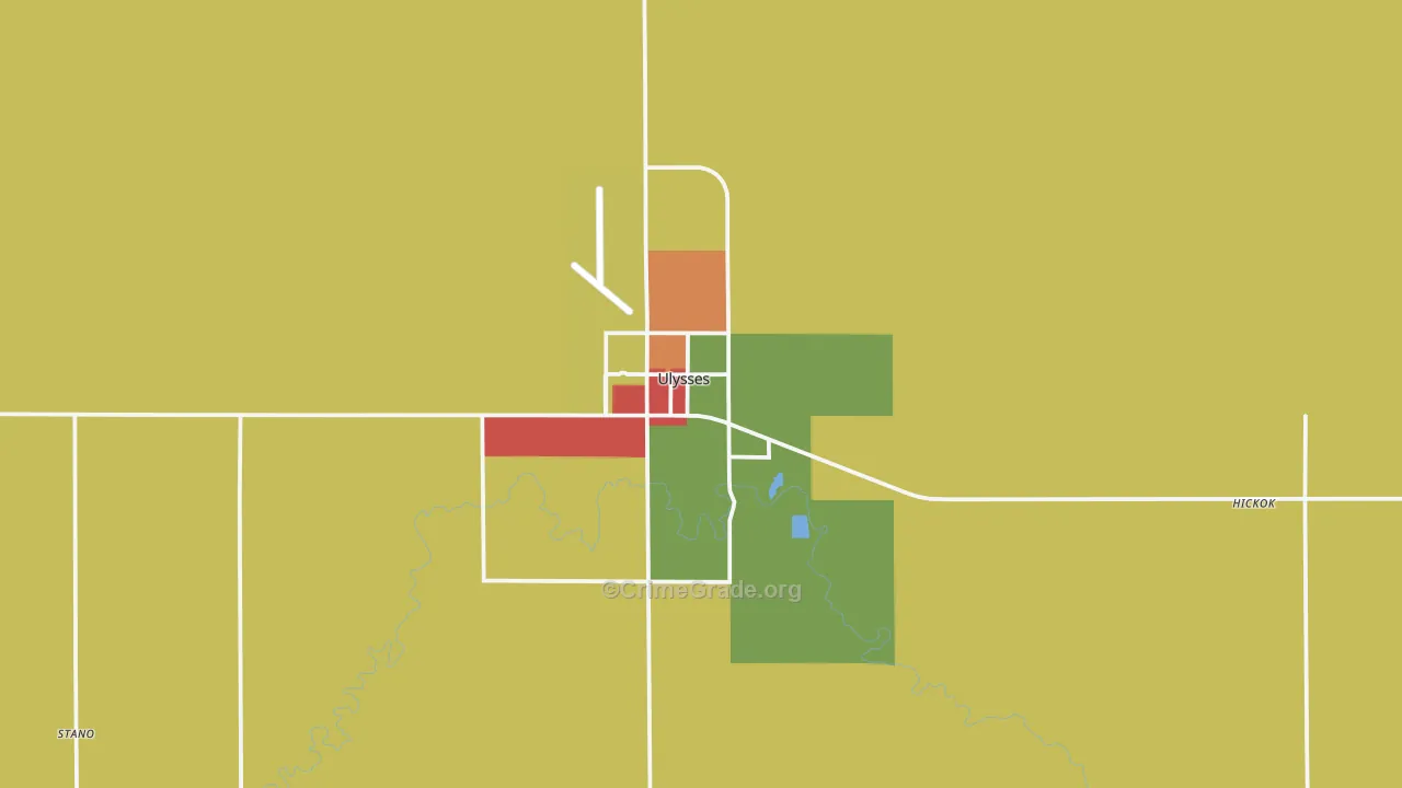 Grant County, KS Map of Robbery Rates