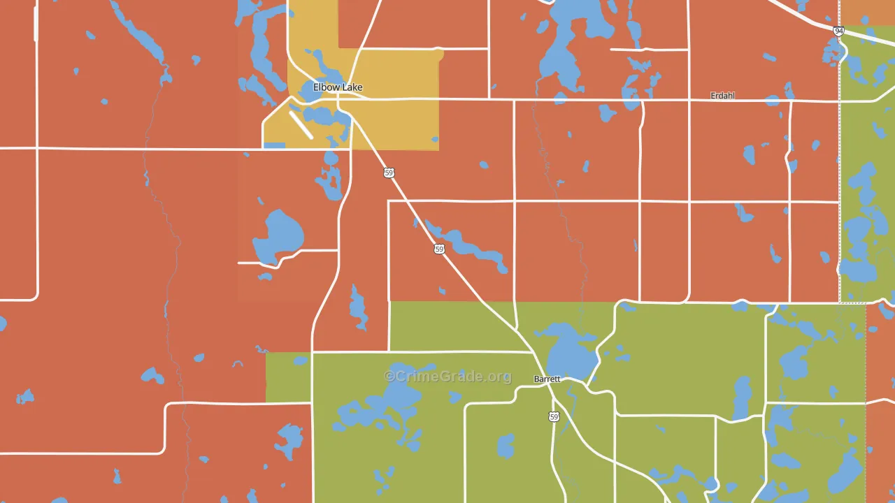 Grant County, MN Map of Robbery Rates