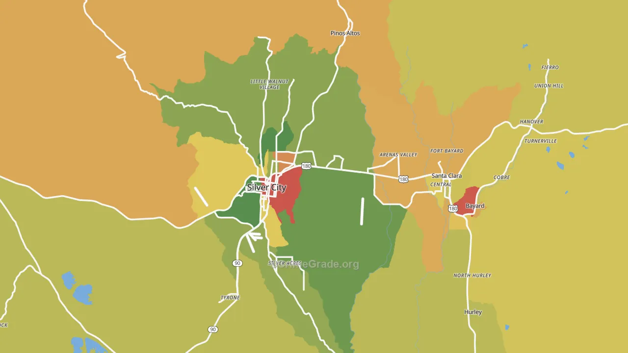 Grant County, NM Map of Robbery Rates