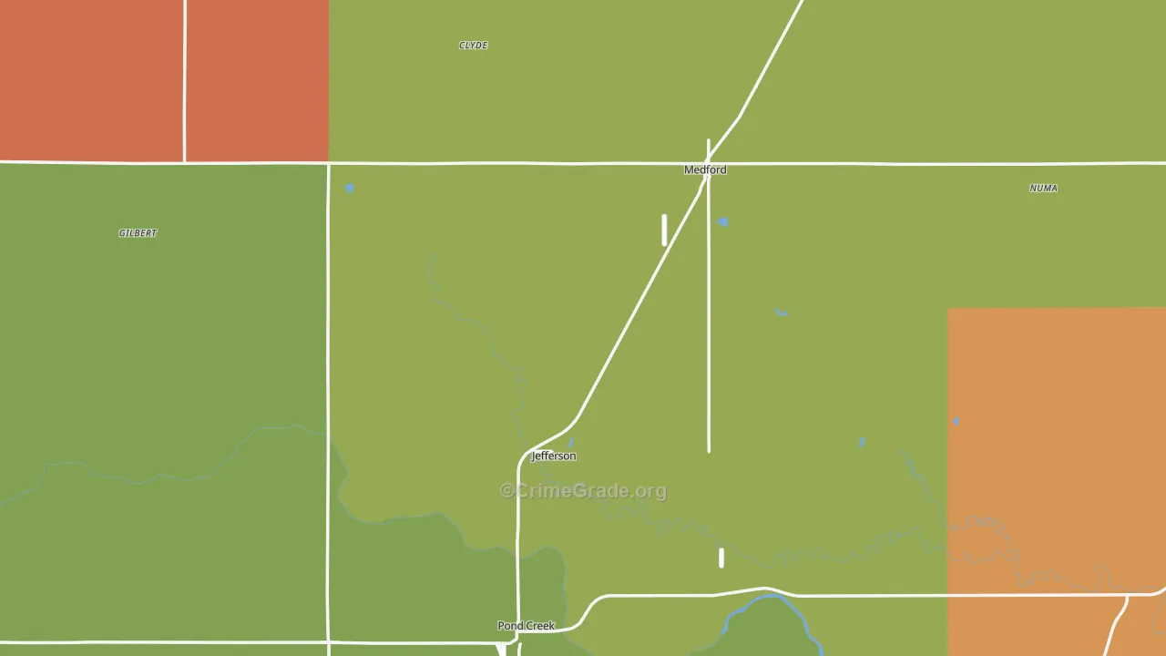 Grant County, OK Map of Robbery Rates