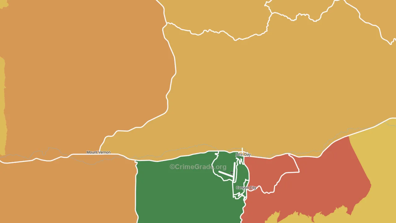 Grant County, OR Map of Robbery Rates