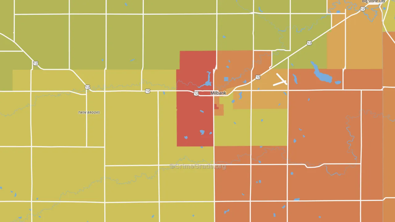 Grant County, SD Map of Robbery Rates