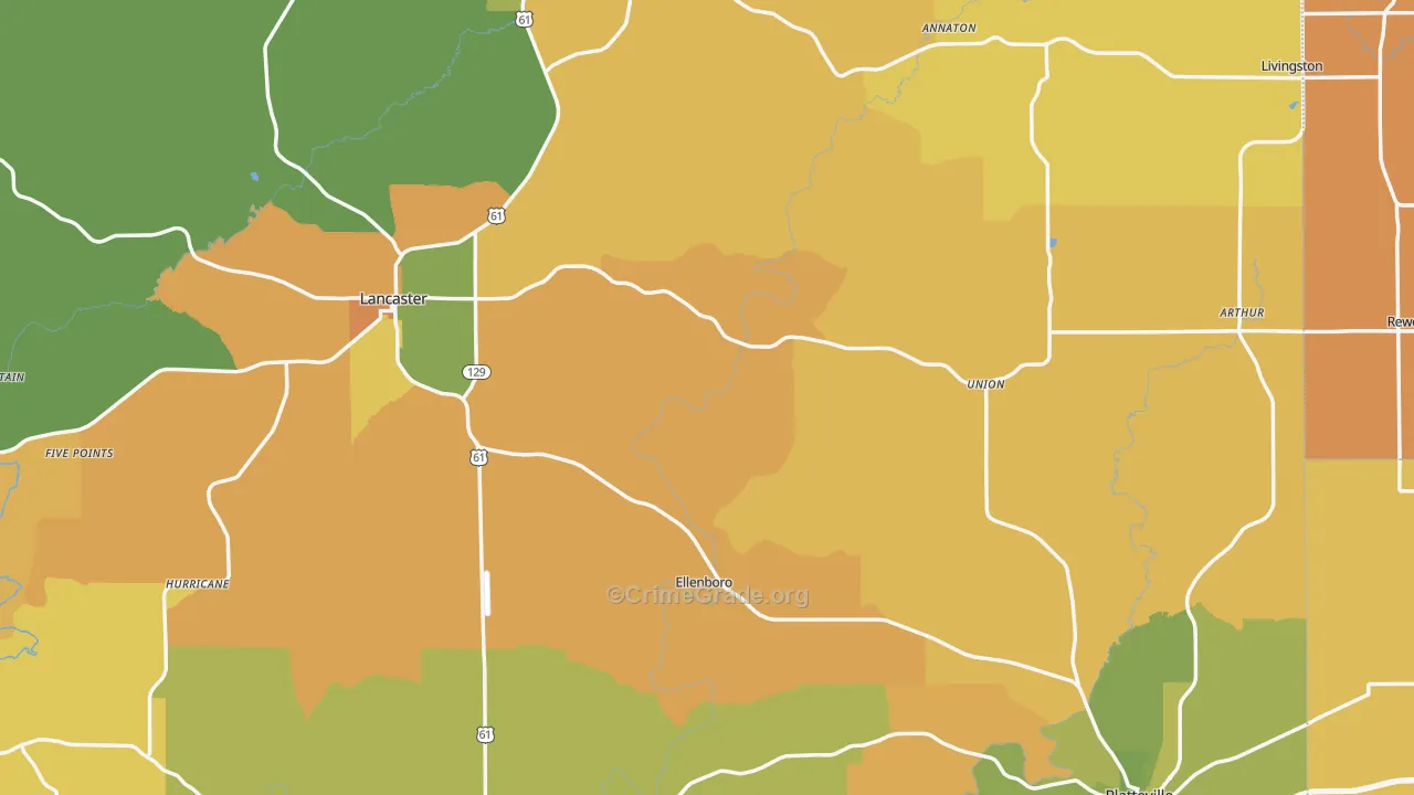 Grant County, WI Map of Robbery Rates