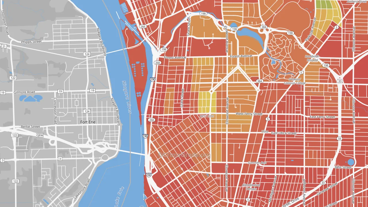 Grant Ferry, Buffalo, NY Map of Robbery Rates