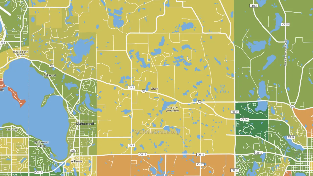 Grant, MN Map of Robbery Rates