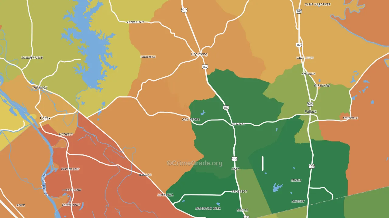 Grant Parish, LA Map of Robbery Rates