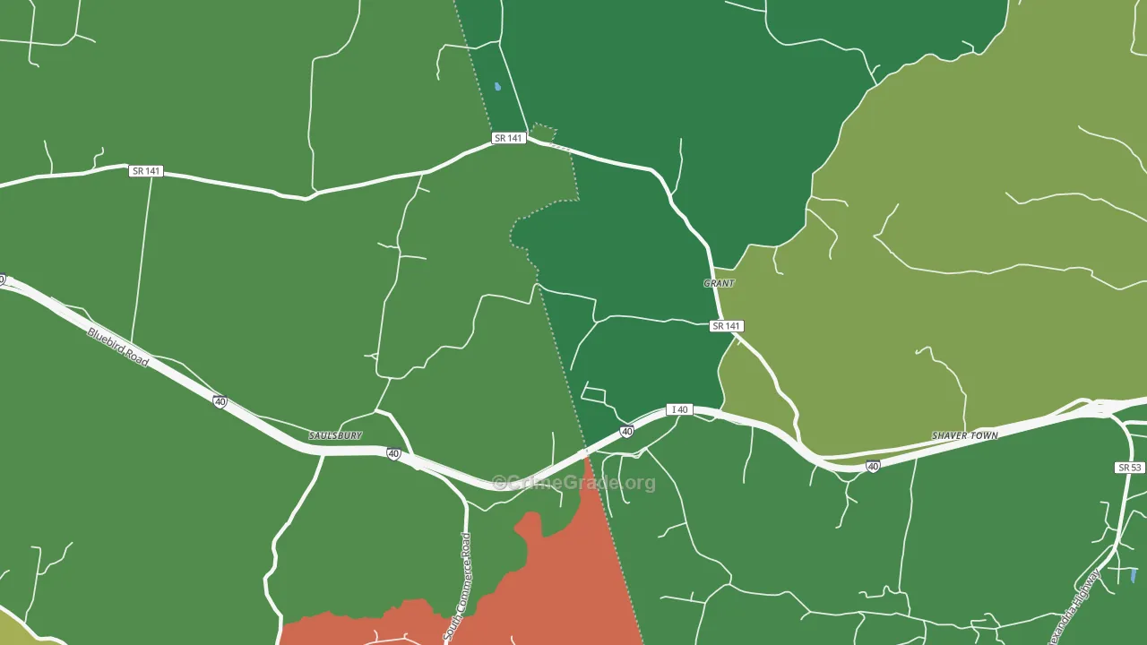 Grant, TN Map of Robbery Rates