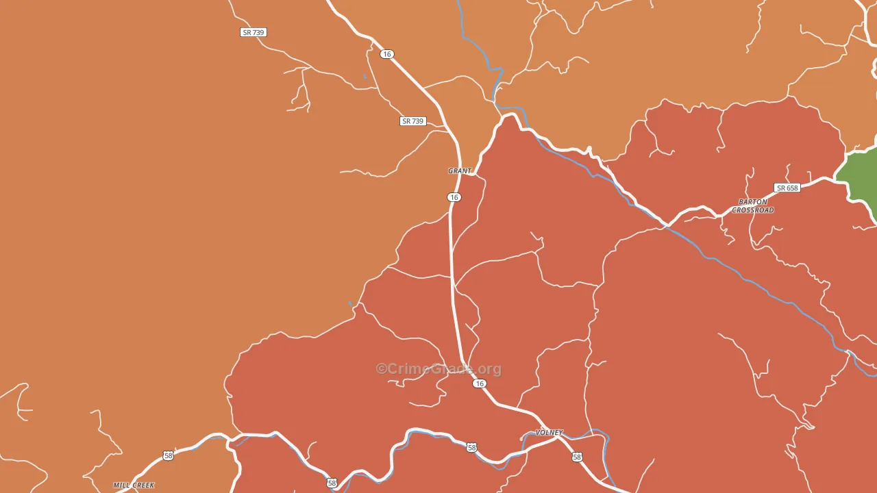 Grant, VA Map of Robbery Rates