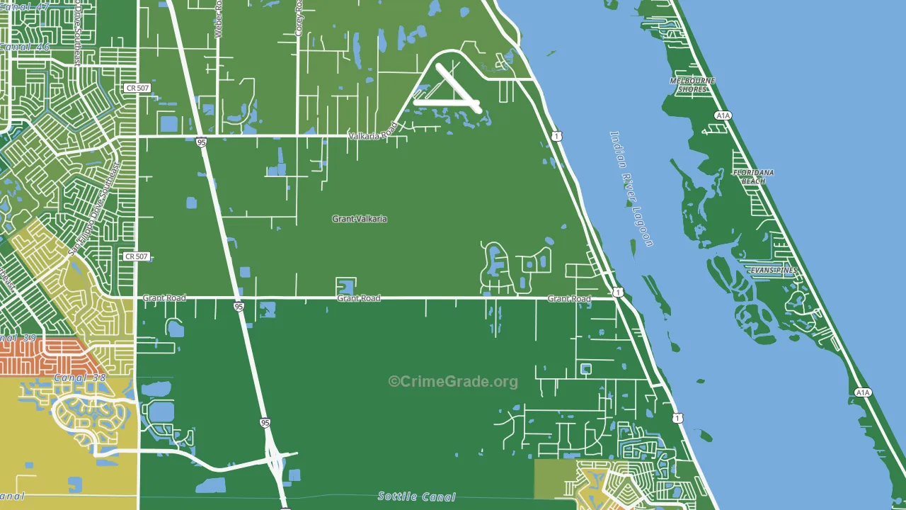 Grant-Valkaria, FL Map of Robbery Rates
