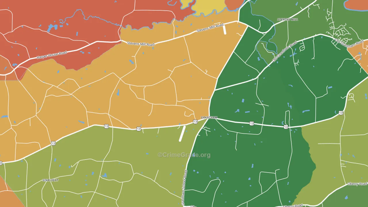 Grantham, NC Map of Robbery Rates