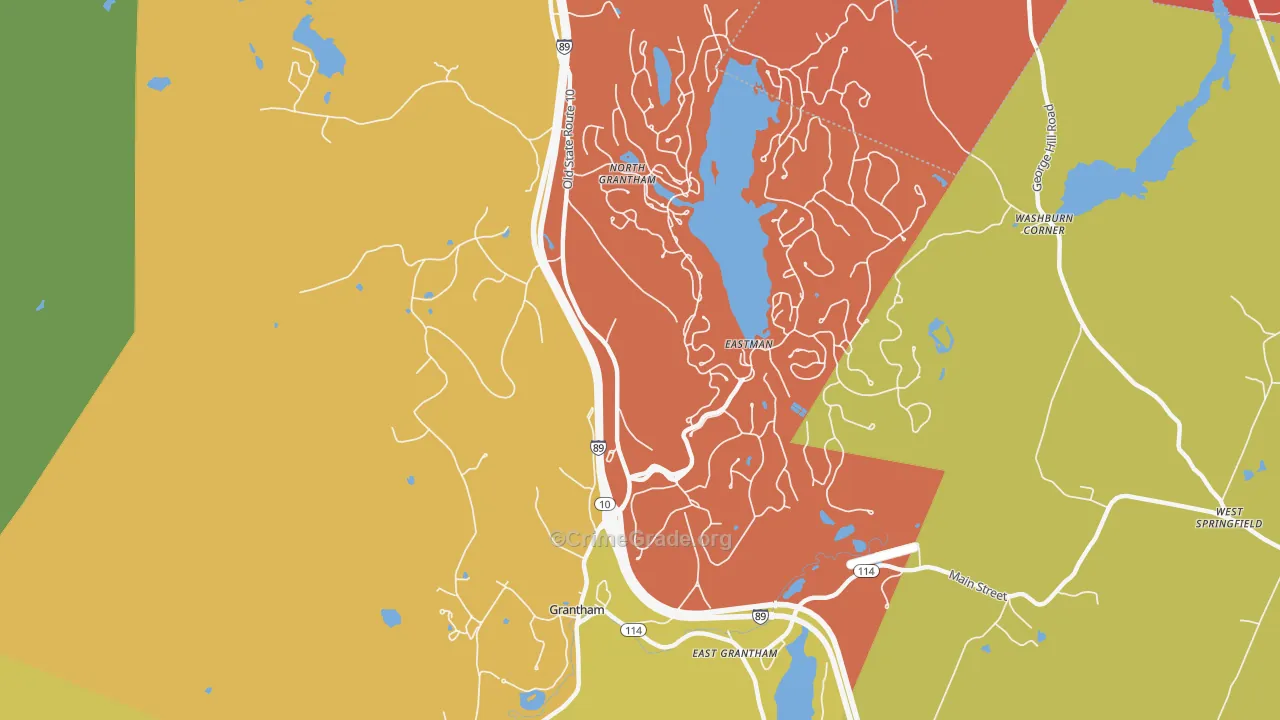 Grantham, NH Map of Robbery Rates