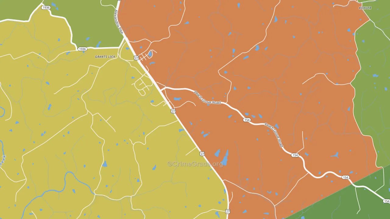 Grants Lick, KY Map of Robbery Rates