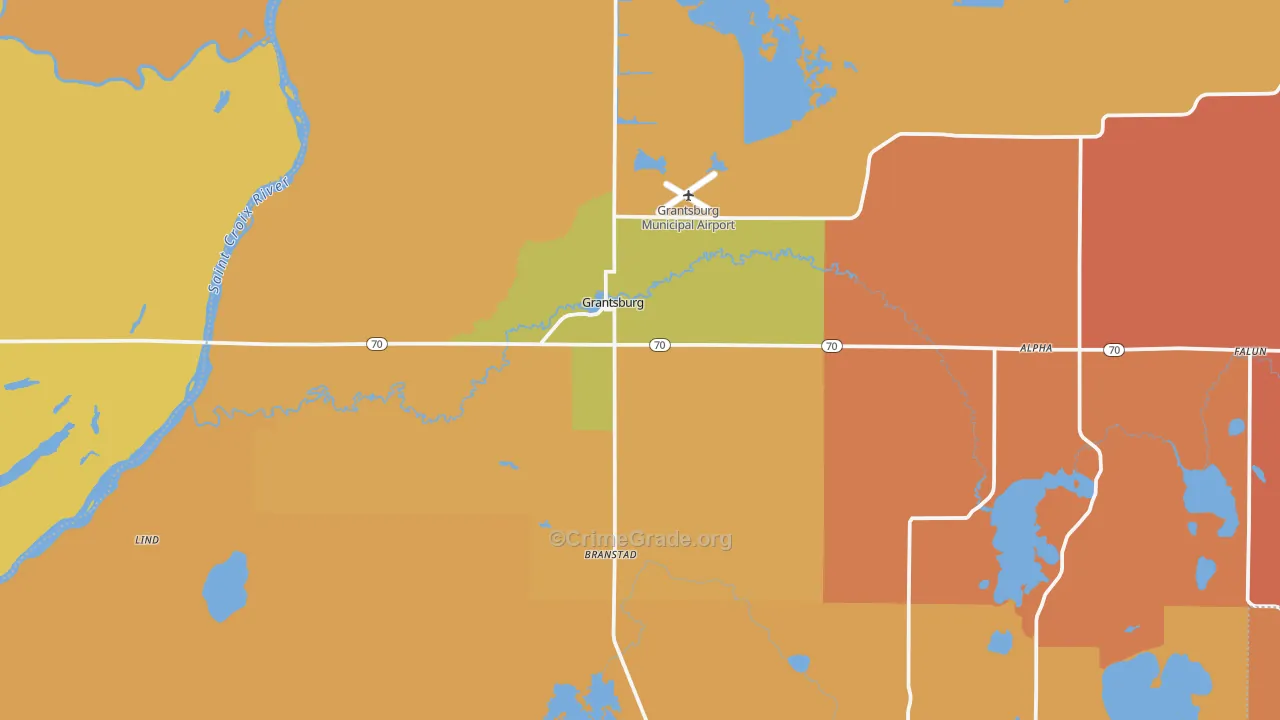 Grantsburg, WI Map of Robbery Rates