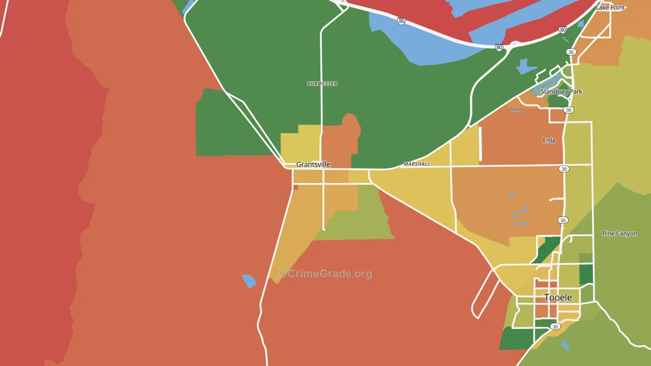 Grantsville, UT Map of Robbery Rates