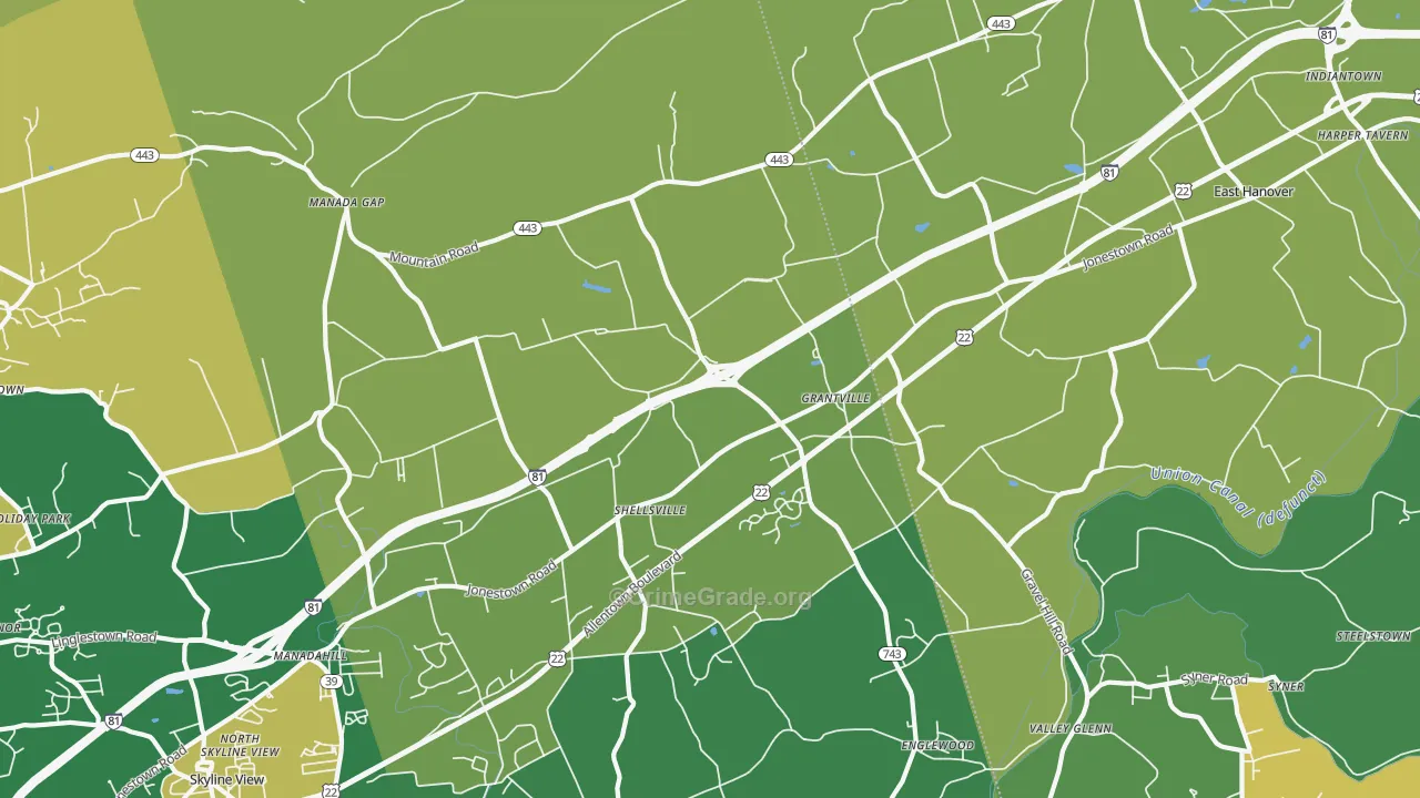 Grantville, PA Map of Robbery Rates