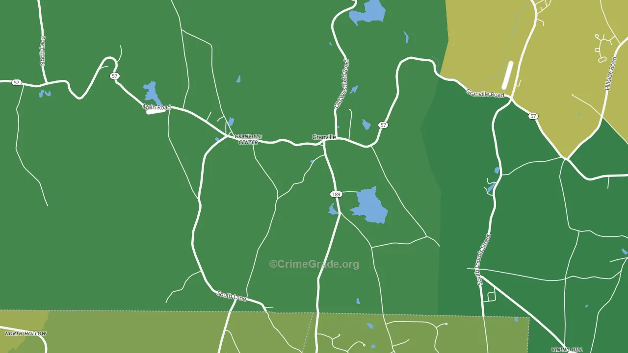 Granville Center, MA Map of Robbery Rates