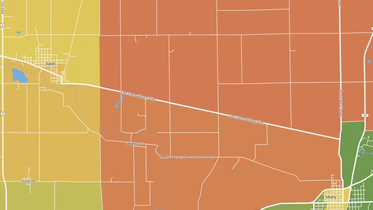 Granville, IN Map of Robbery Rates