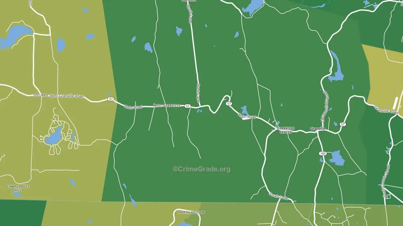 Granville, MA Map of Robbery Rates
