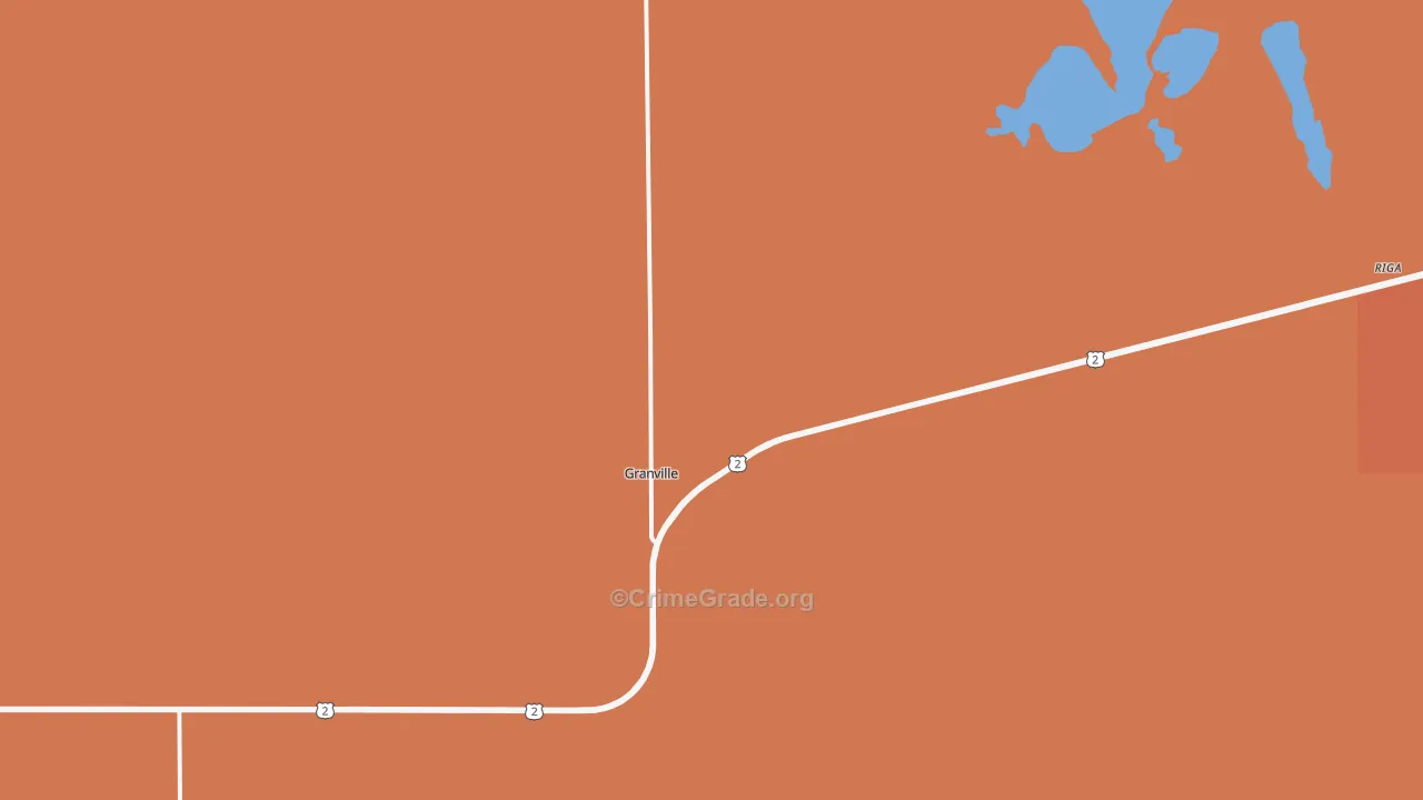 Granville, ND Map of Robbery Rates