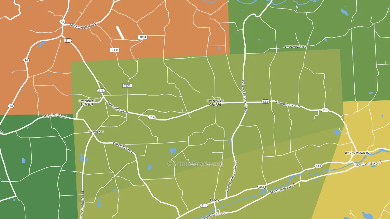 Granville Summit, PA Map of Robbery Rates