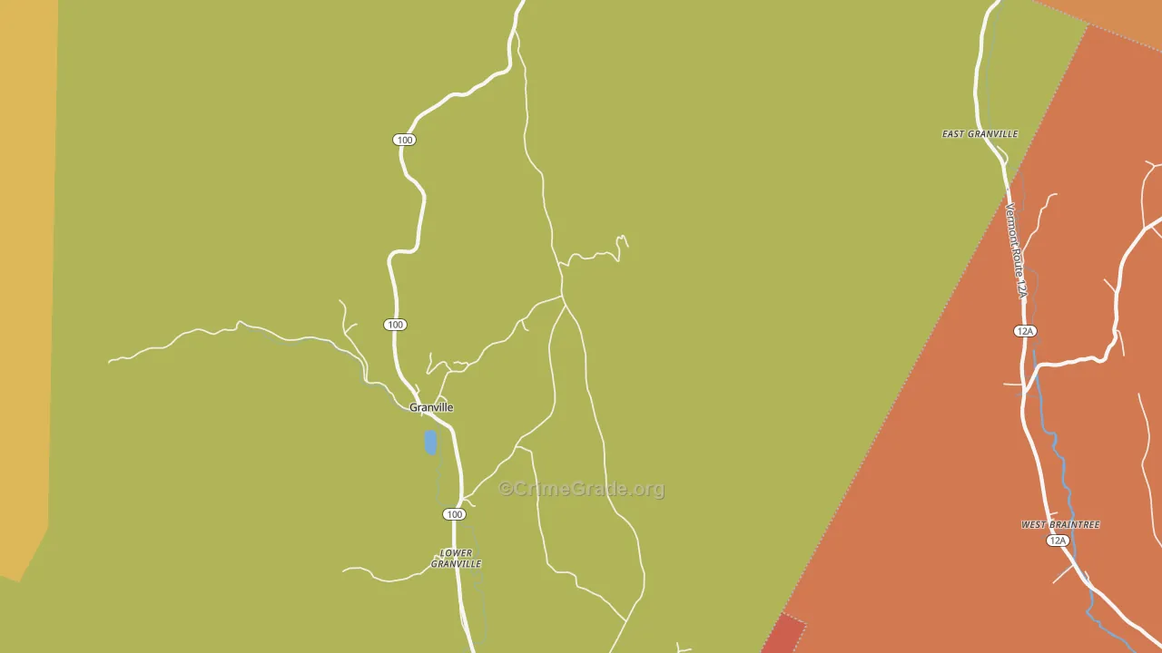 Granville, VT Map of Robbery Rates