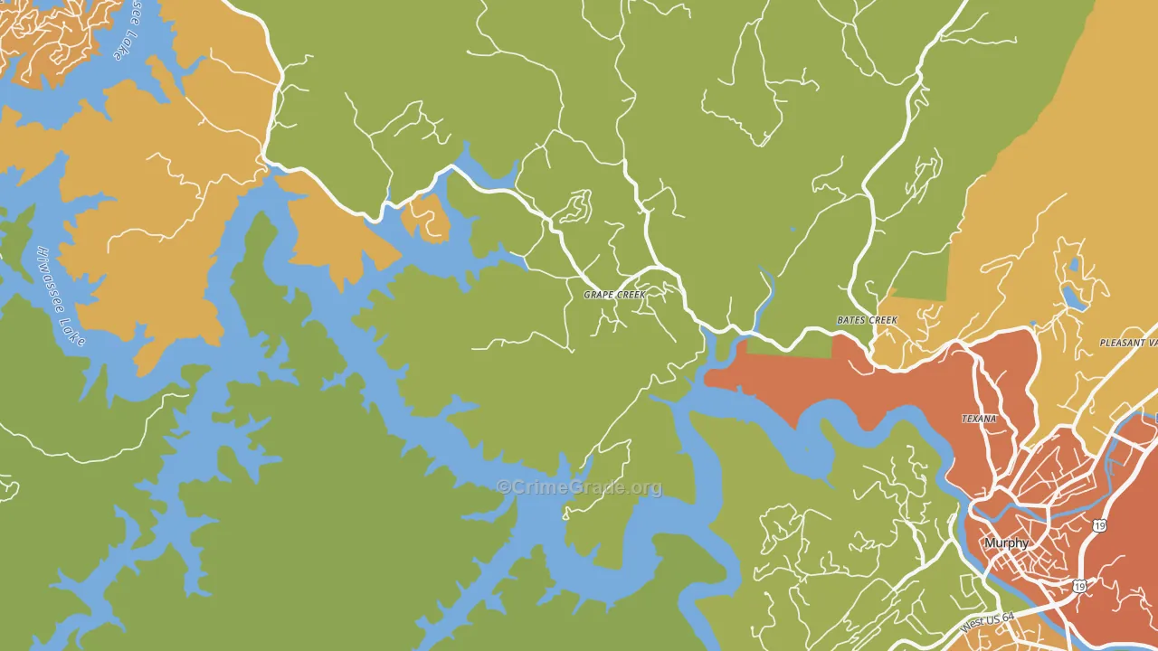 Grape Creek, NC Map of Robbery Rates