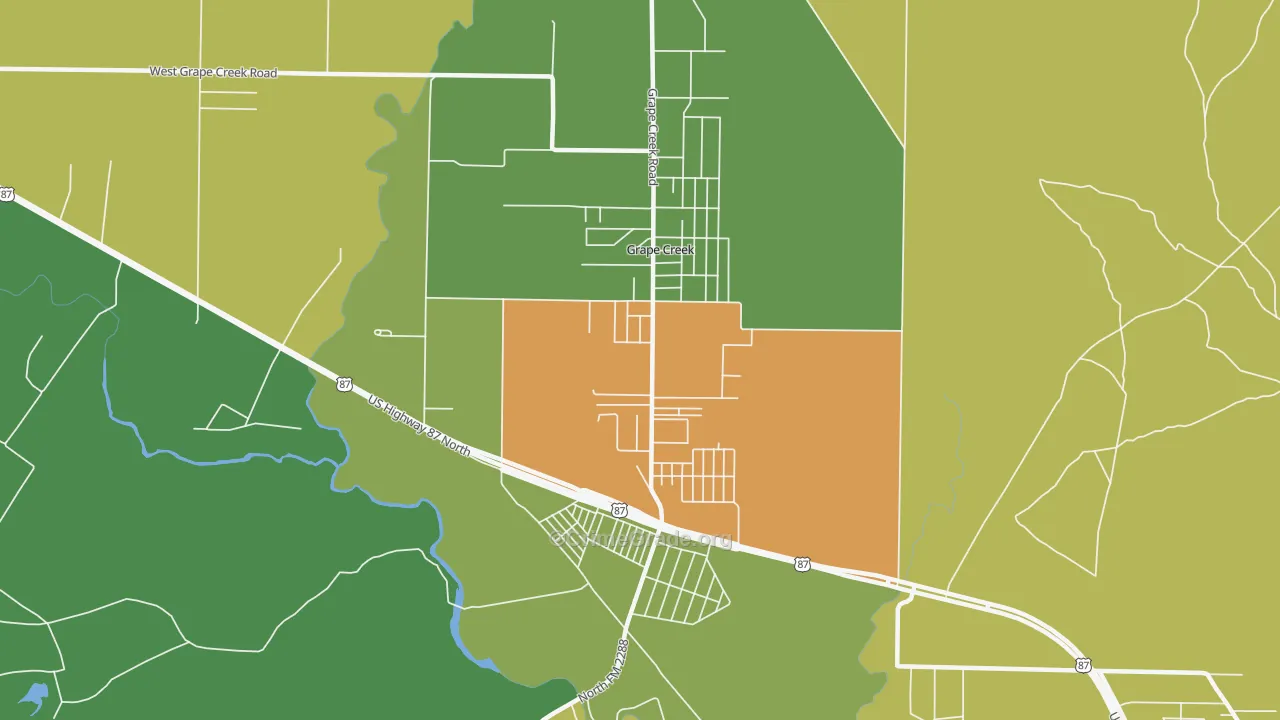 Grape Creek, TX Map of Robbery Rates