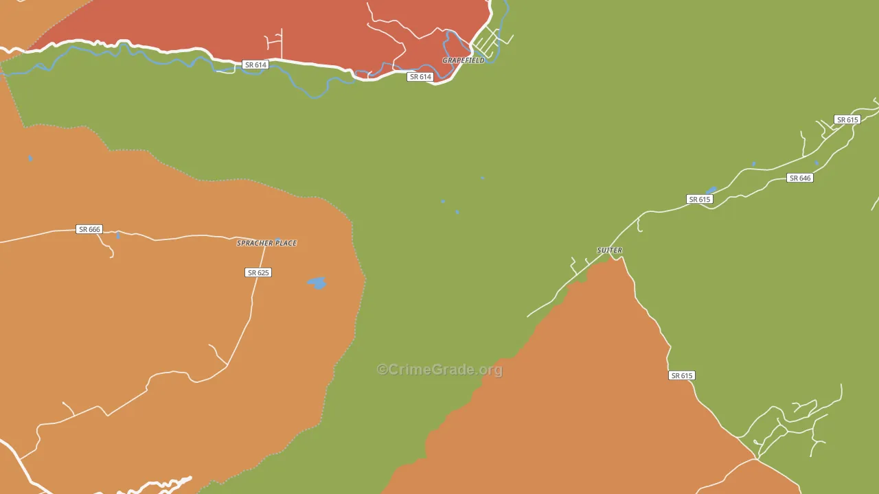 Grapefield, VA Map of Robbery Rates
