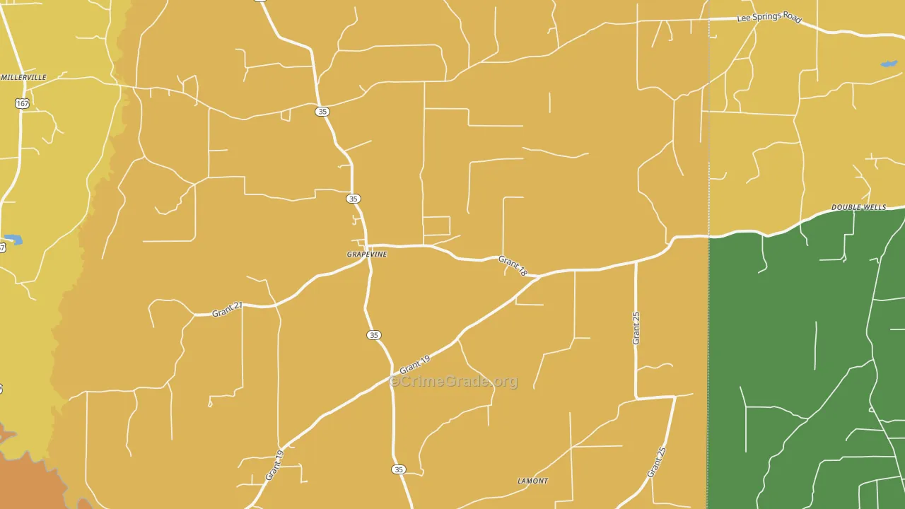 Grapevine, AR Map of Robbery Rates