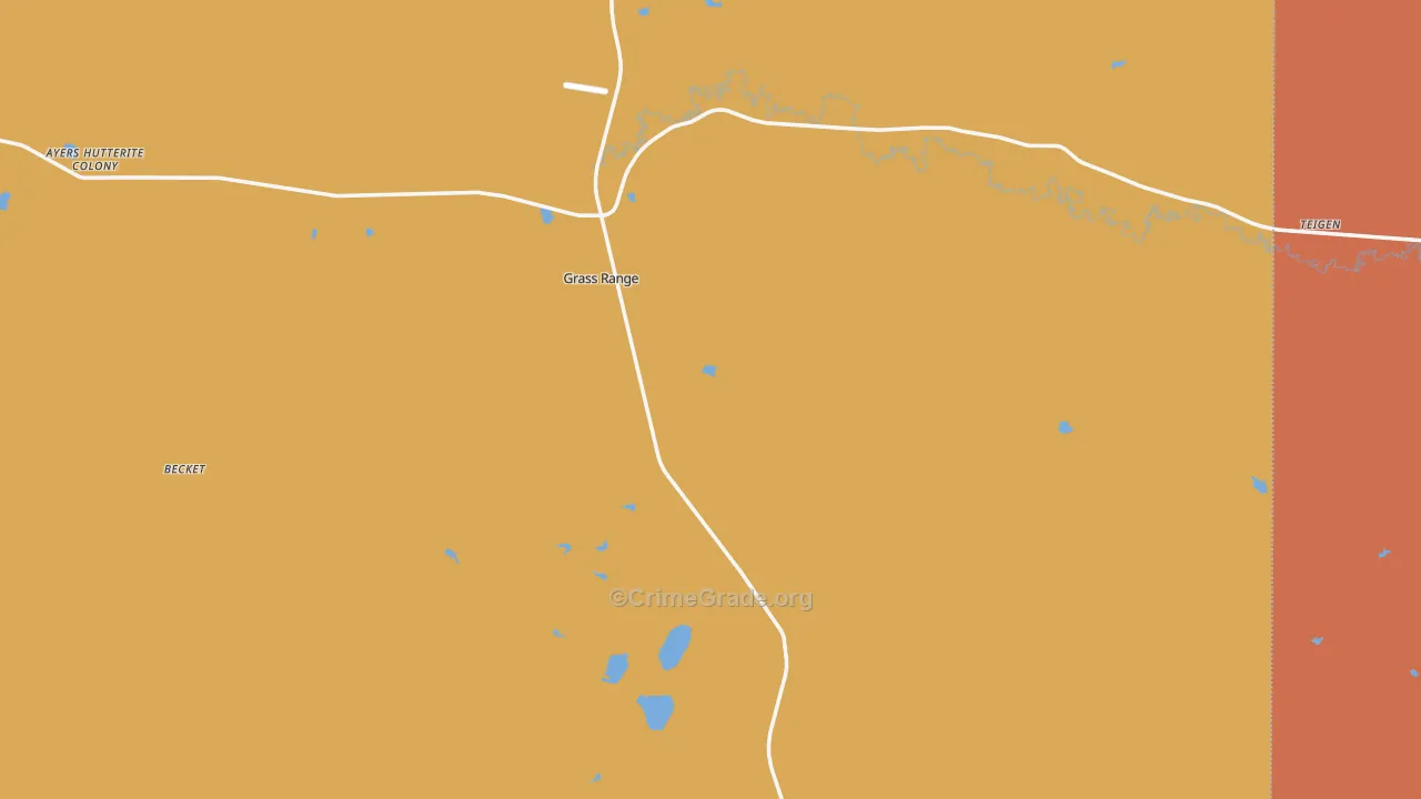 Grass Range, MT Map of Robbery Rates