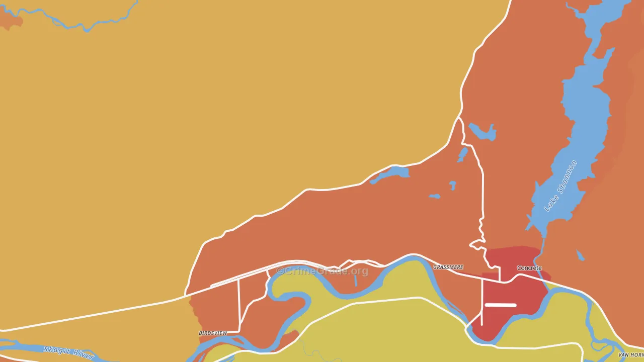 Grassmere, WA Map of Robbery Rates