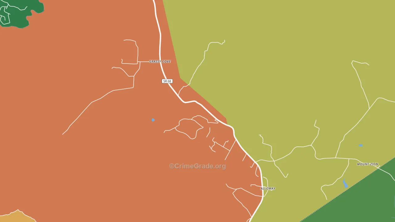 Grassy Cove, TN Map of Robbery Rates