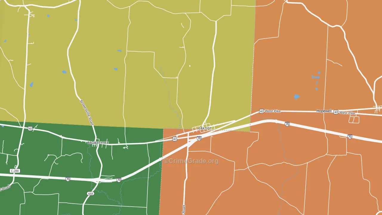 Gratiot, OH Map of Robbery Rates