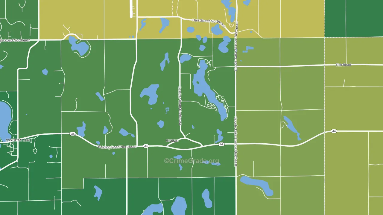Grattan, MI Map of Robbery Rates