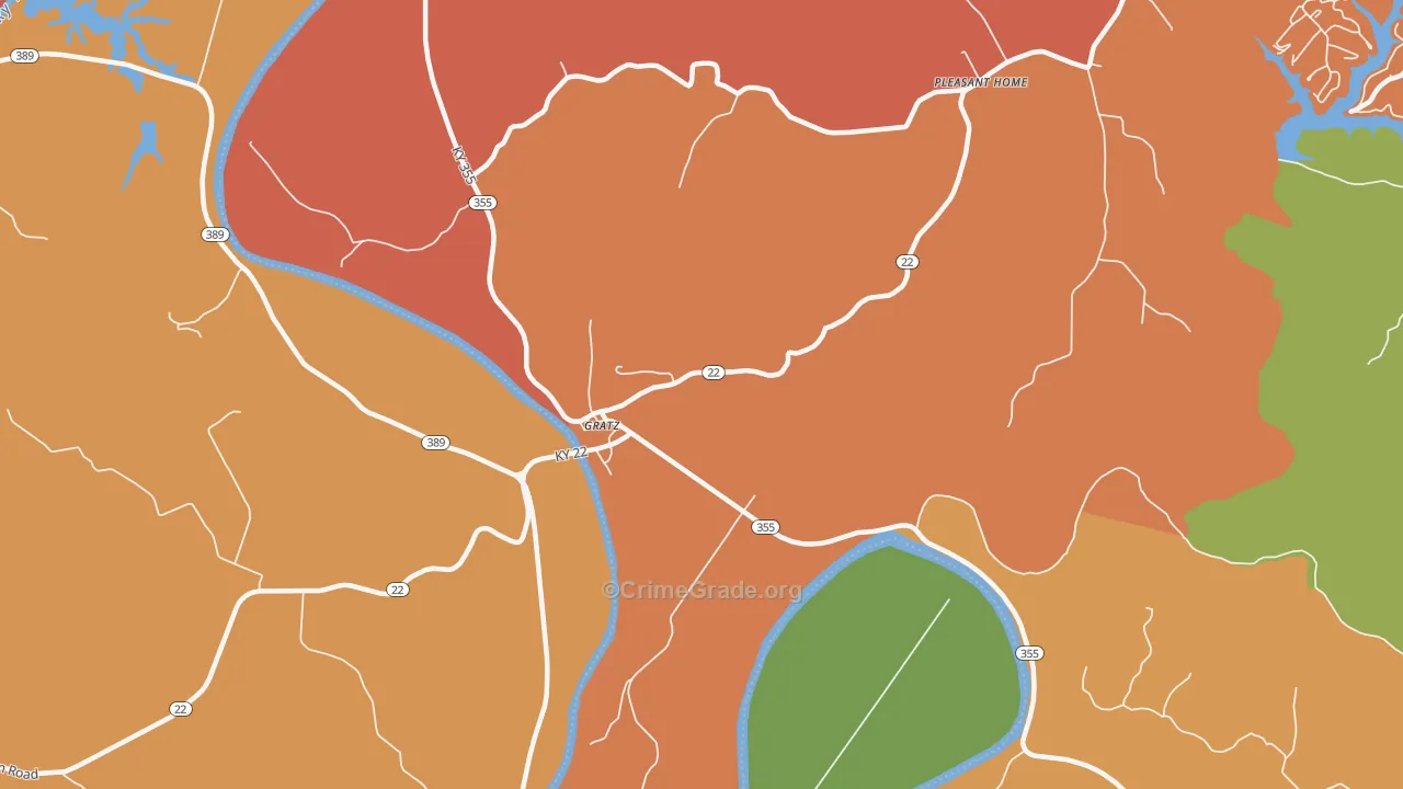 Gratz, KY Map of Robbery Rates
