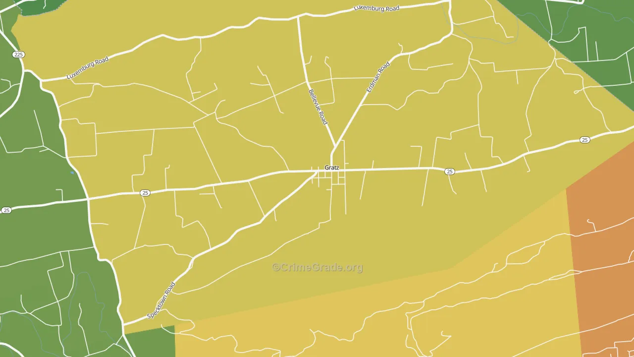 Gratz, PA Map of Robbery Rates