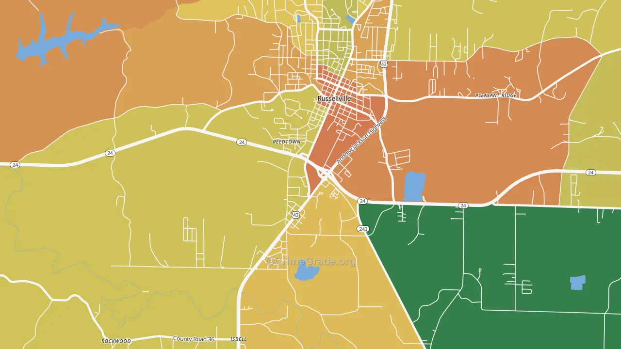 Gravel Hill, AL Map of Robbery Rates