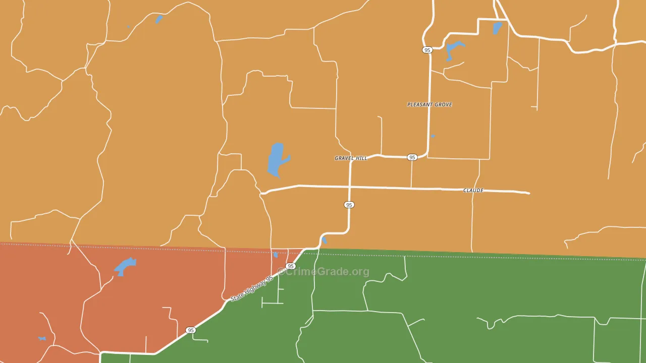 Gravel Hill, AR Map of Robbery Rates