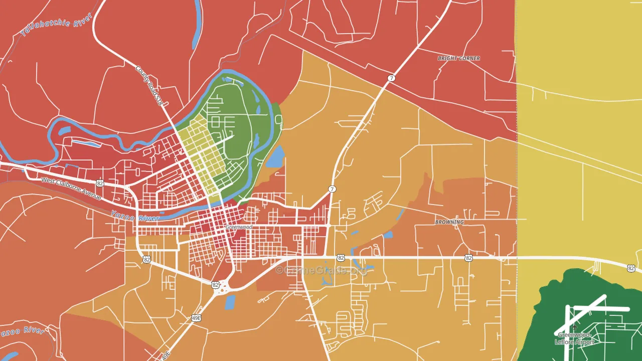 Gravel Hill, MS Map of Robbery Rates