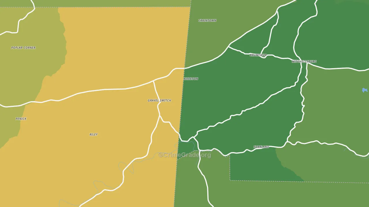 Gravel Switch, KY Map of Robbery Rates