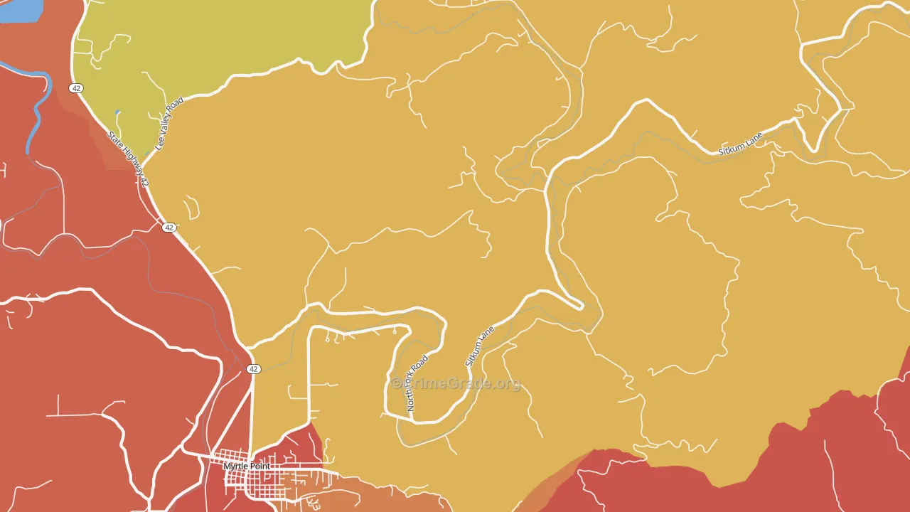 Gravelford, OR Map of Robbery Rates