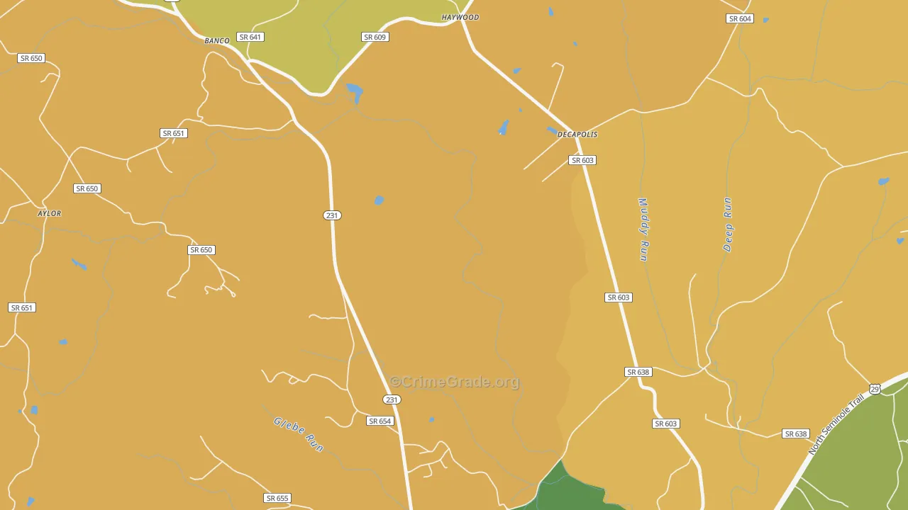 Graves Mill, VA Map of Robbery Rates