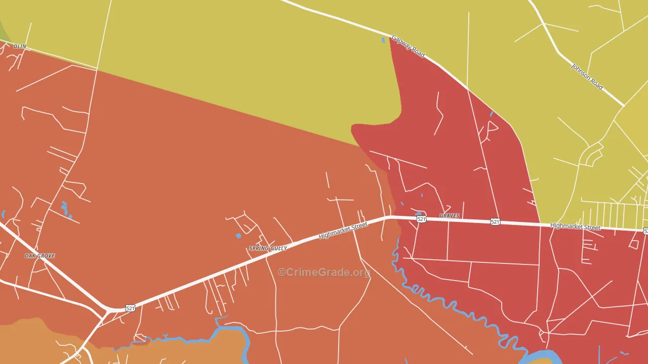 Graves, SC Map of Robbery Rates