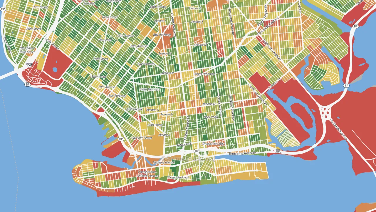 Gravesend-Sheepshead Bay, Brooklyn, NY Map of Robbery Rates