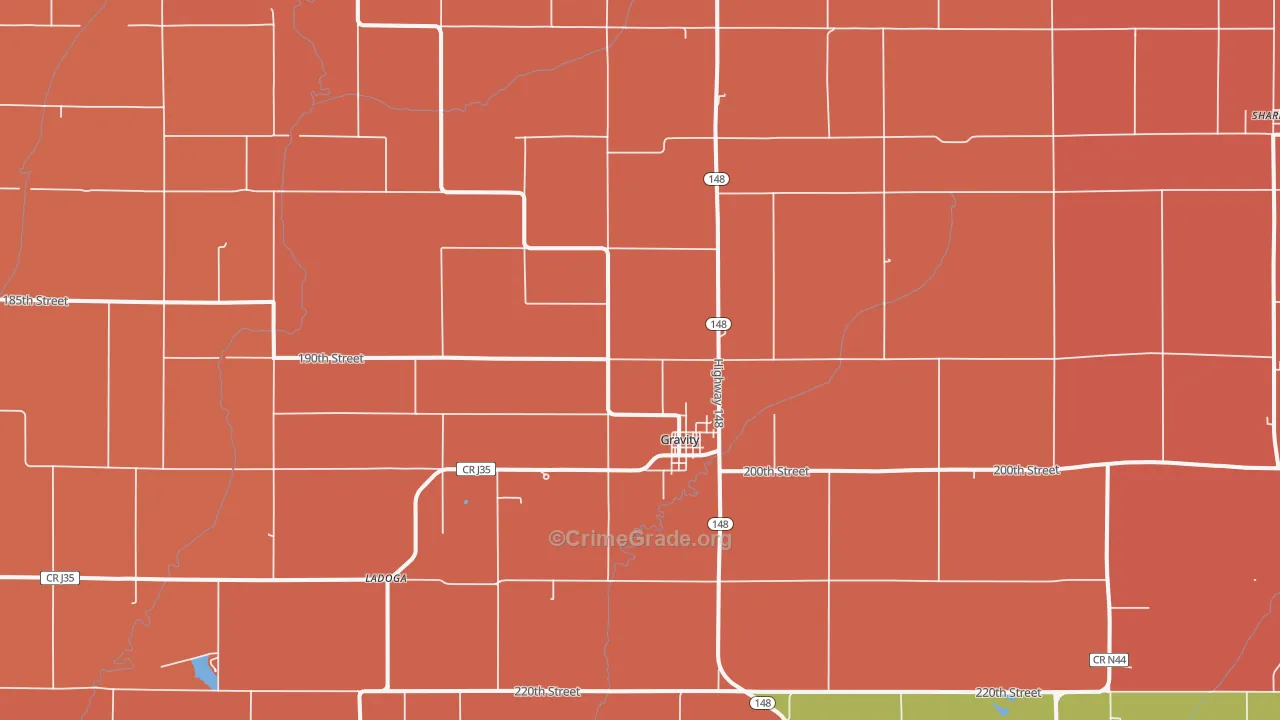 Gravity, IA Map of Robbery Rates