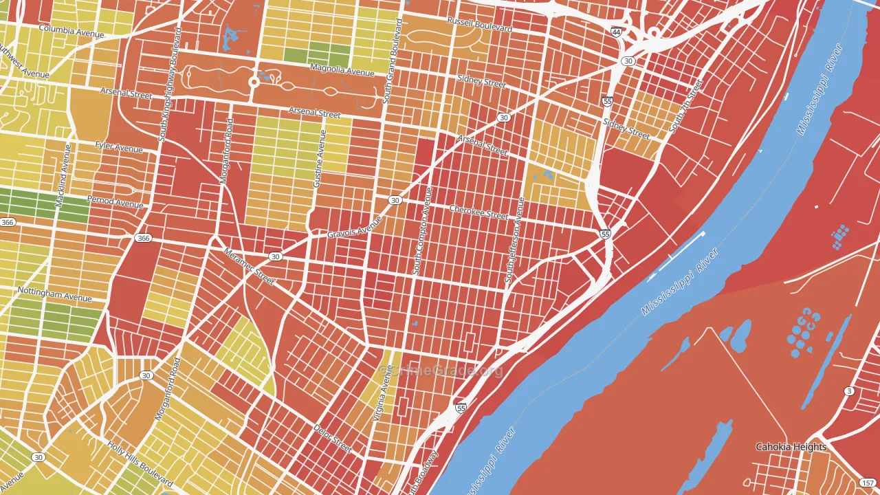 Gravois Park, St. Louis, MO Map of Robbery Rates