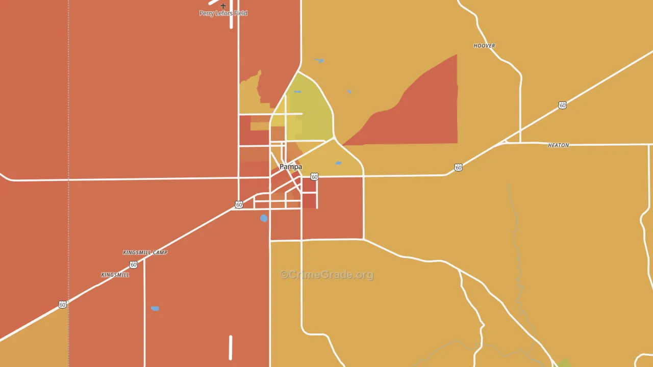 Gray County, TX Map of Robbery Rates