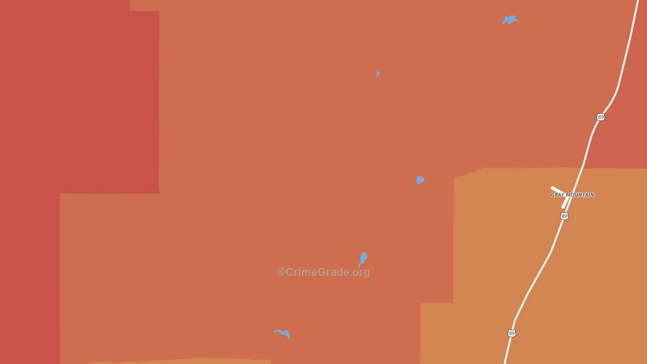 Gray Mountain, AZ Map of Robbery Rates