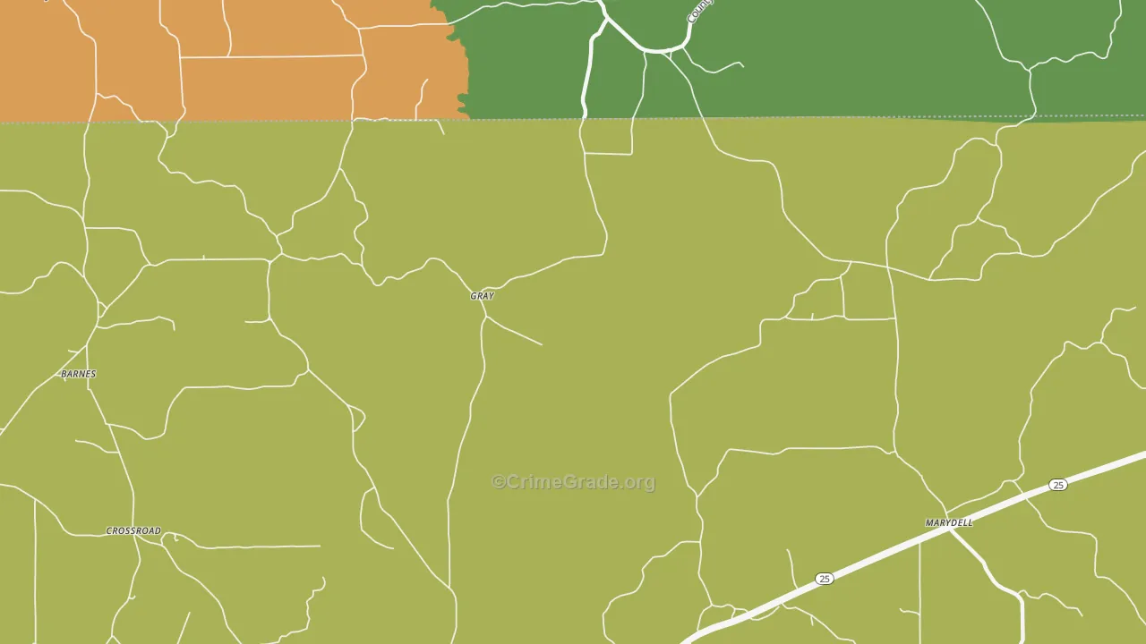 Gray, MS Map of Robbery Rates